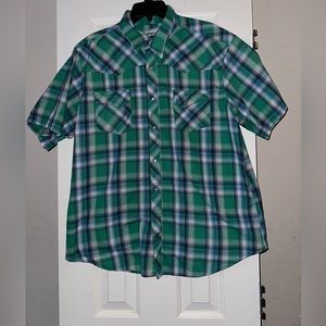Wrangler Western Rancher Pearl Snap Button Down Men's Shirt Size M Short Sleeve